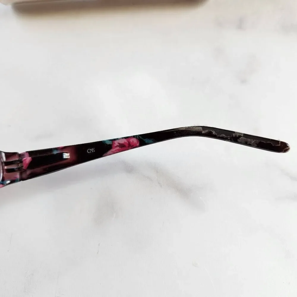A.J. Morgan floral reading glasses readers eyeglasses black red